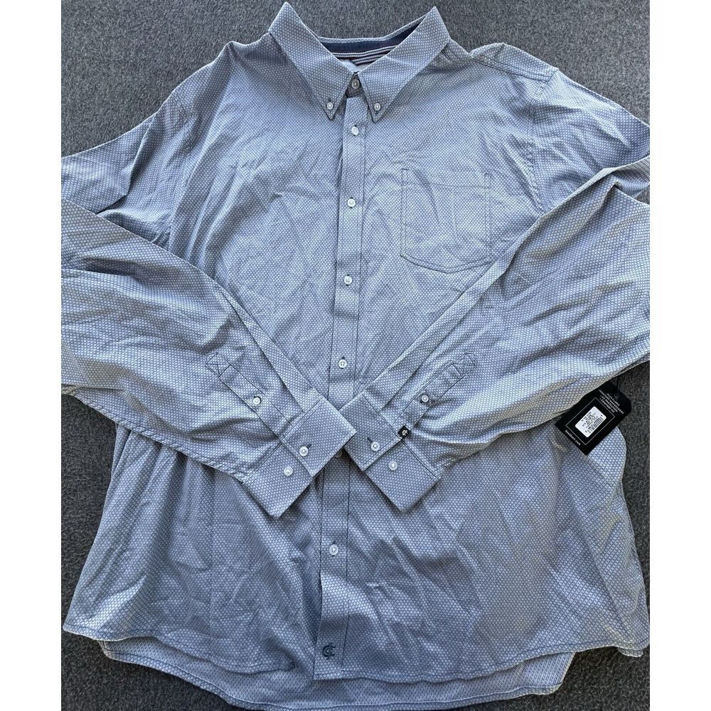 Cody James Shirt Mens 4X Blue Diamonds Button Up Long Sleeve UV Protection New